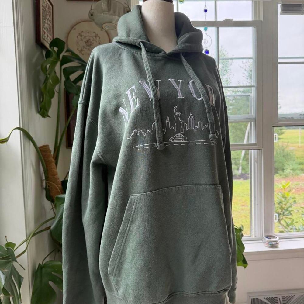 Sage Green New York City Skyline Hoodie